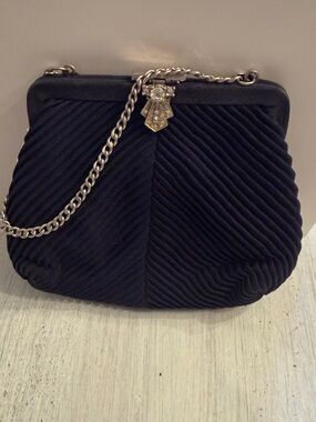 Black Quilted Evening Clutch Bag with Chain Strap